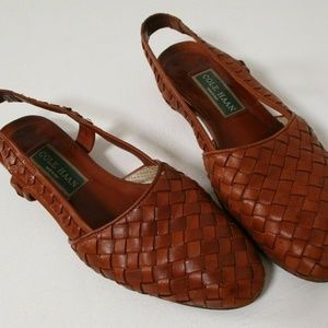 Cole Haan Women Sz 7 Brown Woven Sandals 1/2" Heel